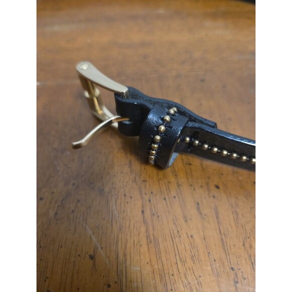 Sergio Renato Black Leather Gold Studded Belt Skinny Size 32 /80 Rare